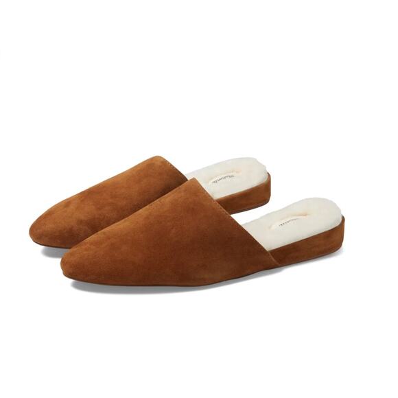 Madewell Kasey Mule Acorn Brown Suede Faux Shearling Insole Size 10.5 - Picture 1 of 7
